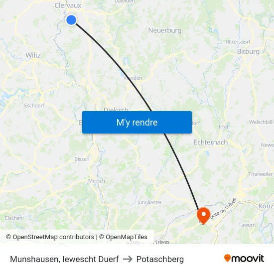 Munshausen, Iewescht Duerf to Potaschberg map