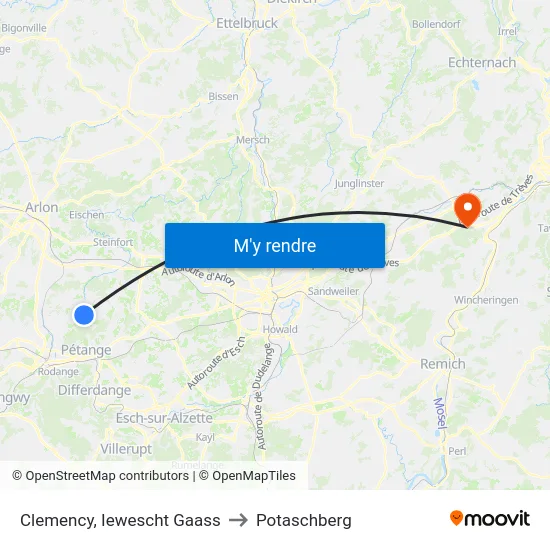 Clemency, Iewescht Gaass to Potaschberg map