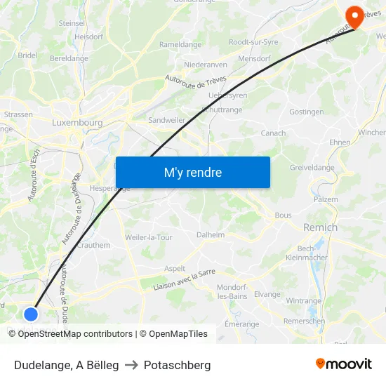 Dudelange, A Bëlleg to Potaschberg map
