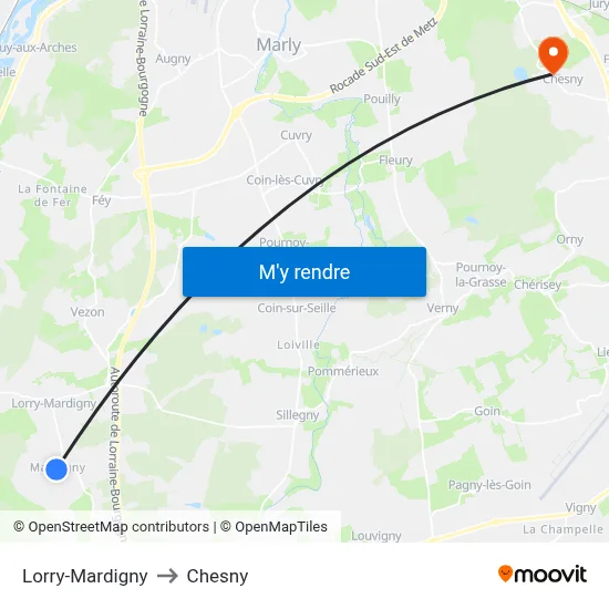 Lorry-Mardigny to Chesny map