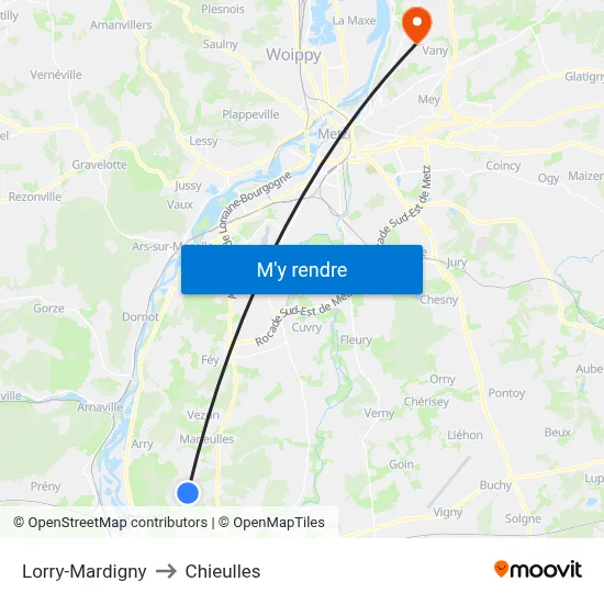 Lorry-Mardigny to Chieulles map