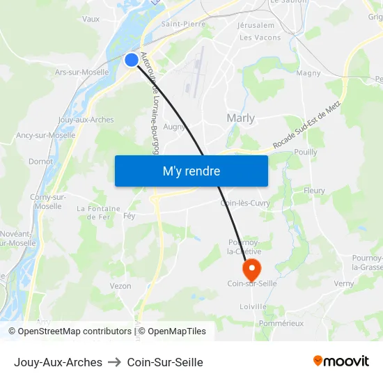 Jouy-Aux-Arches to Coin-Sur-Seille map
