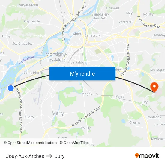 Jouy-Aux-Arches to Jury map