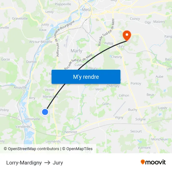 Lorry-Mardigny to Jury map