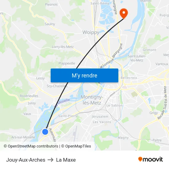 Jouy-Aux-Arches to La Maxe map