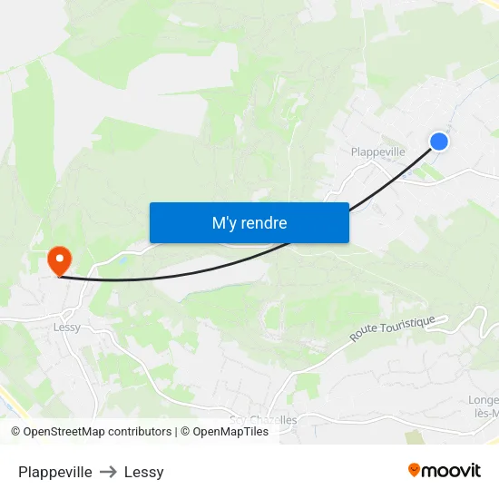 Plappeville to Lessy map