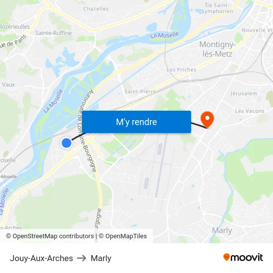 Jouy-Aux-Arches to Marly map