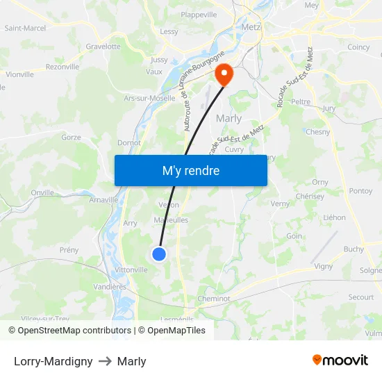 Lorry-Mardigny to Marly map