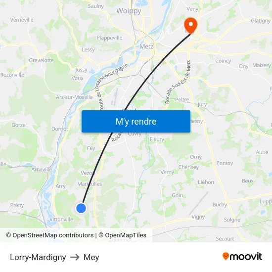 Lorry-Mardigny to Mey map
