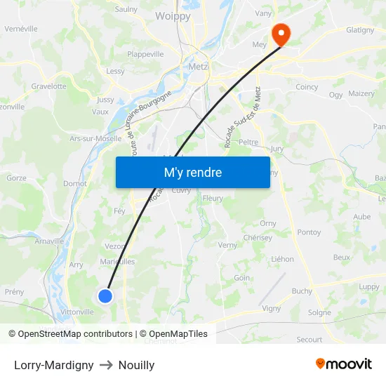 Lorry-Mardigny to Nouilly map