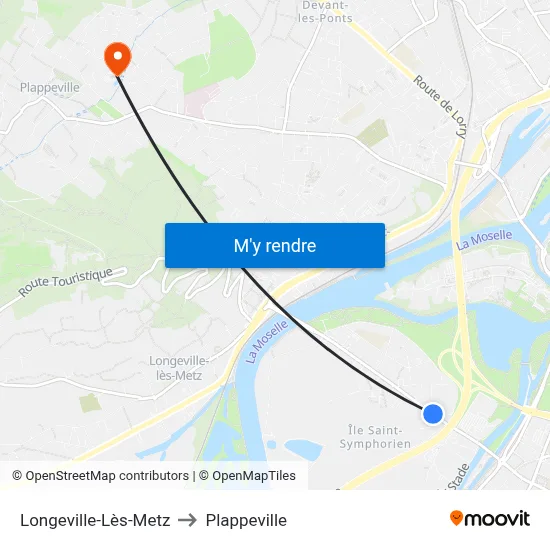 Longeville-Lès-Metz to Plappeville map