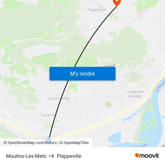 Moulins-Lès-Metz to Plappeville map