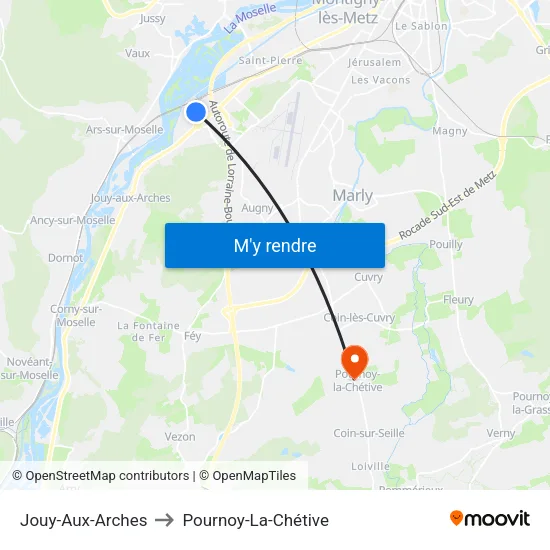 Jouy-Aux-Arches to Pournoy-La-Chétive map