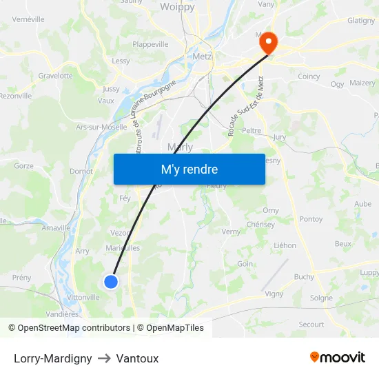 Lorry-Mardigny to Vantoux map