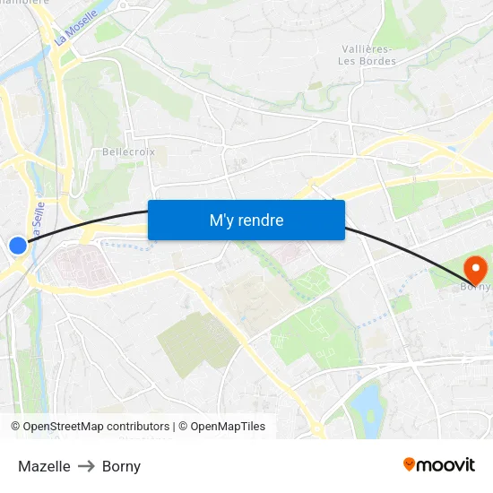 Mazelle to Borny map