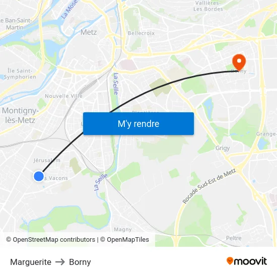 Marguerite to Borny map