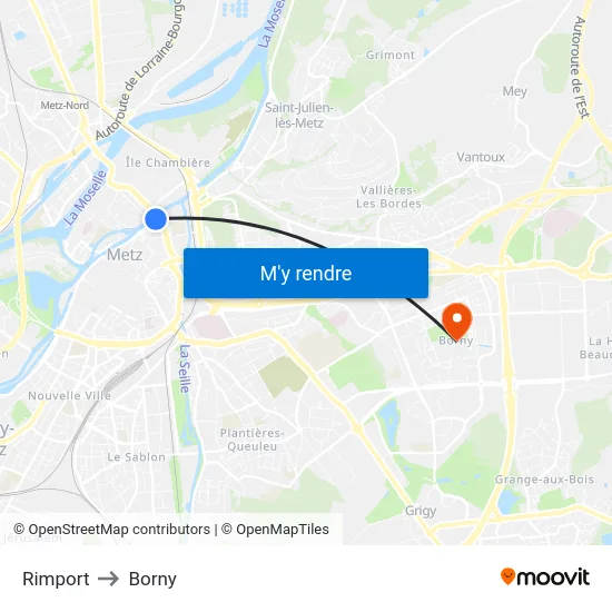 Rimport to Borny map