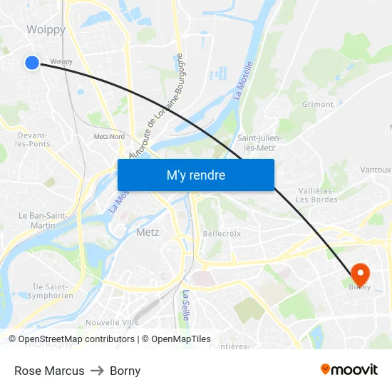 Rose Marcus to Borny map