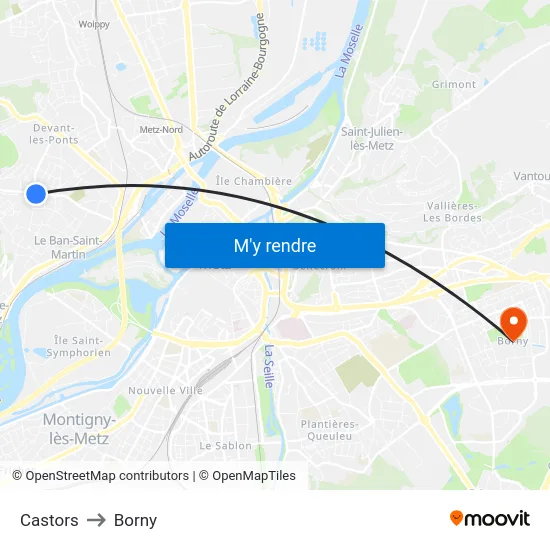 Castors to Borny map