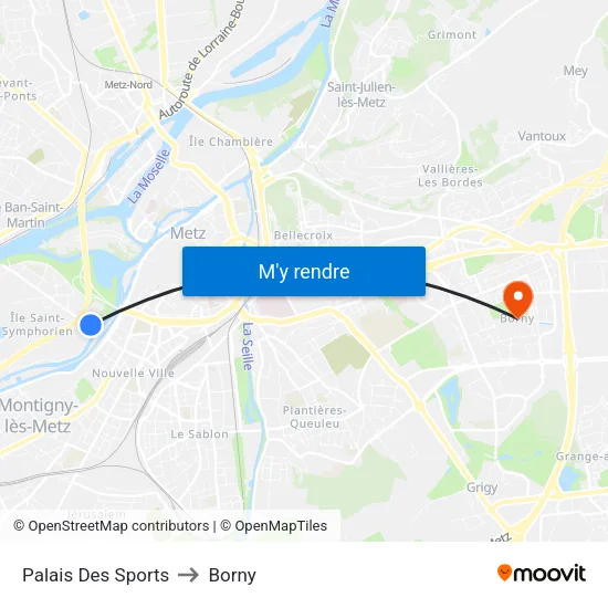 Palais Des Sports to Borny map