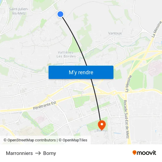 Marronniers to Borny map