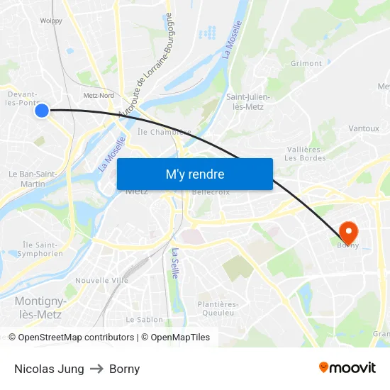 Nicolas Jung to Borny map