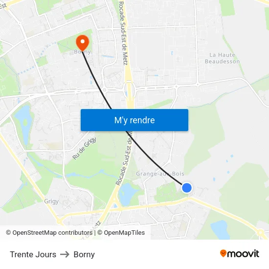 Trente Jours to Borny map