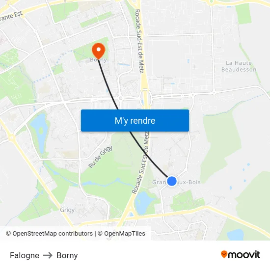 Falogne to Borny map