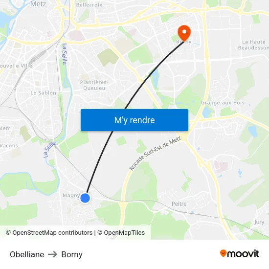 Obelliane to Borny map