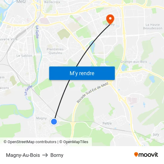 Magny-Au-Bois to Borny map