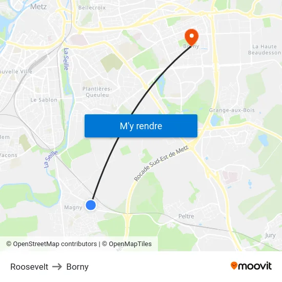 Roosevelt to Borny map