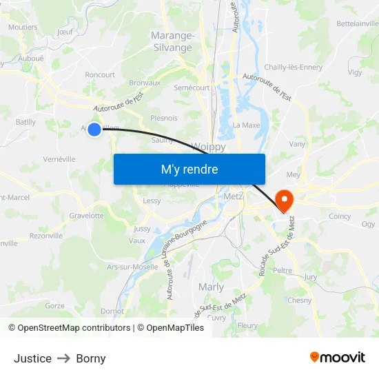 Justice to Borny map