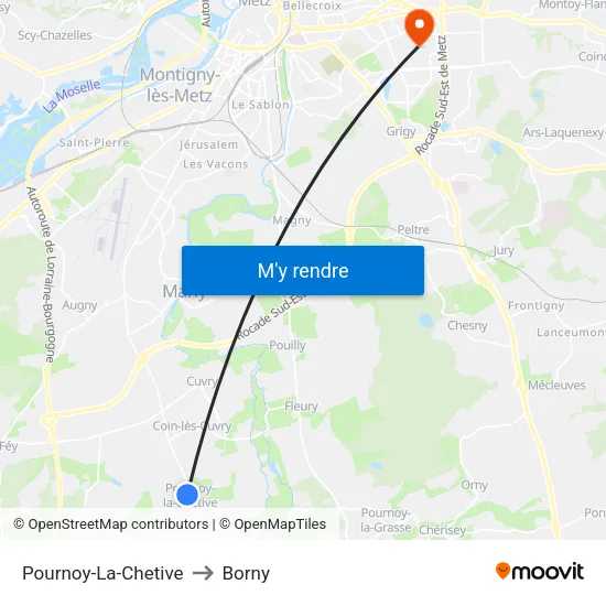 Pournoy-La-Chetive to Borny map