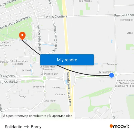 Solidarite to Borny map