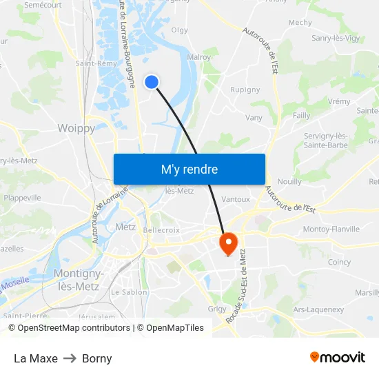 La Maxe to Borny map