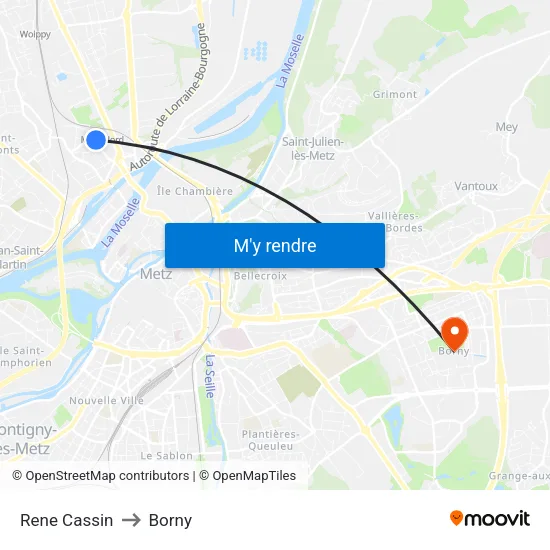 Rene Cassin to Borny map