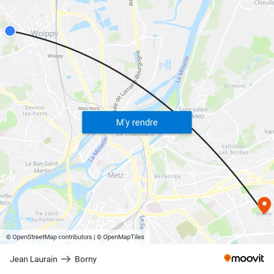 Jean Laurain to Borny map