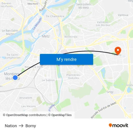Nation to Borny map