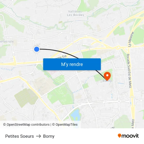 Petites Soeurs to Borny map