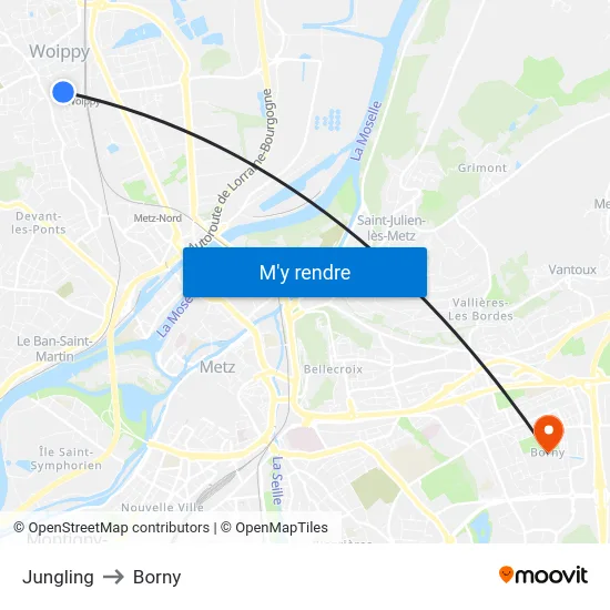 Jungling to Borny map