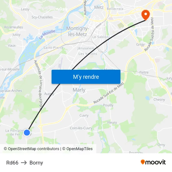 Rd66 to Borny map
