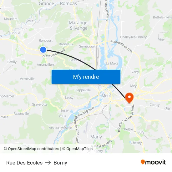 Rue Des Ecoles to Borny map