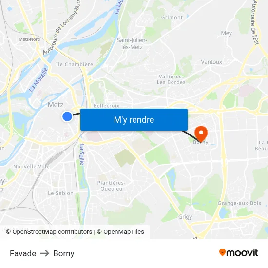 Favade to Borny map
