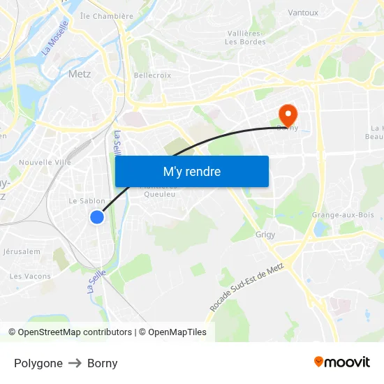 Polygone to Borny map