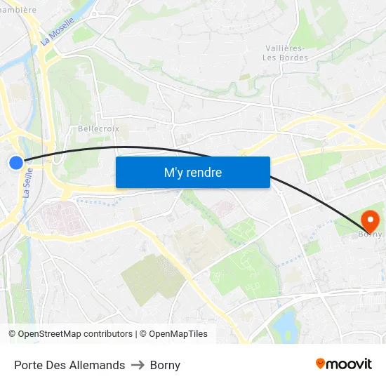 Porte Des Allemands to Borny map