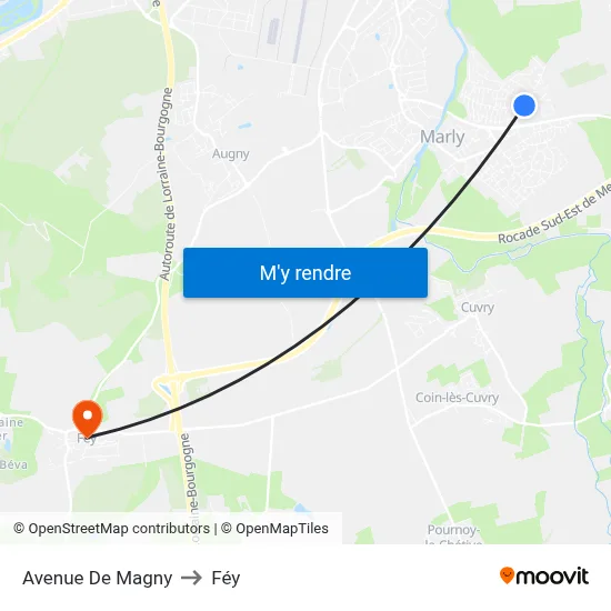 Avenue De Magny to Féy map