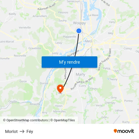 Morlot to Féy map