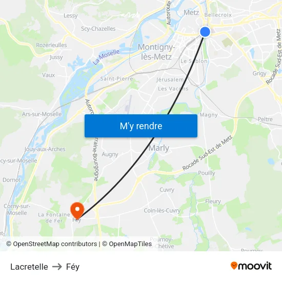 Lacretelle to Féy map