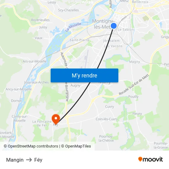 Mangin to Féy map
