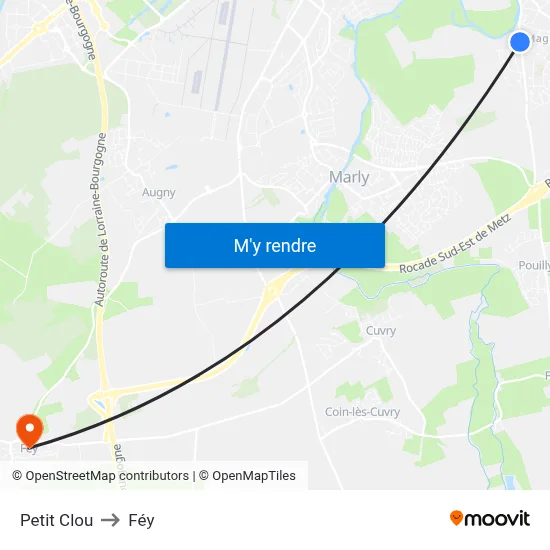 Petit Clou to Féy map
